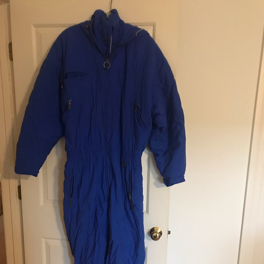 Blue ski jumpsuit. Ski season’s coming!